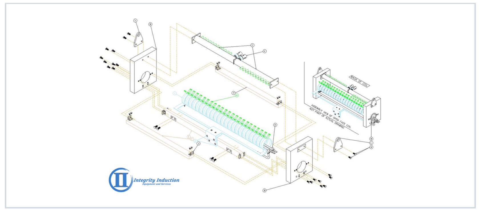 Open style ID cast solenoidal coil &mdash; isometric drawing